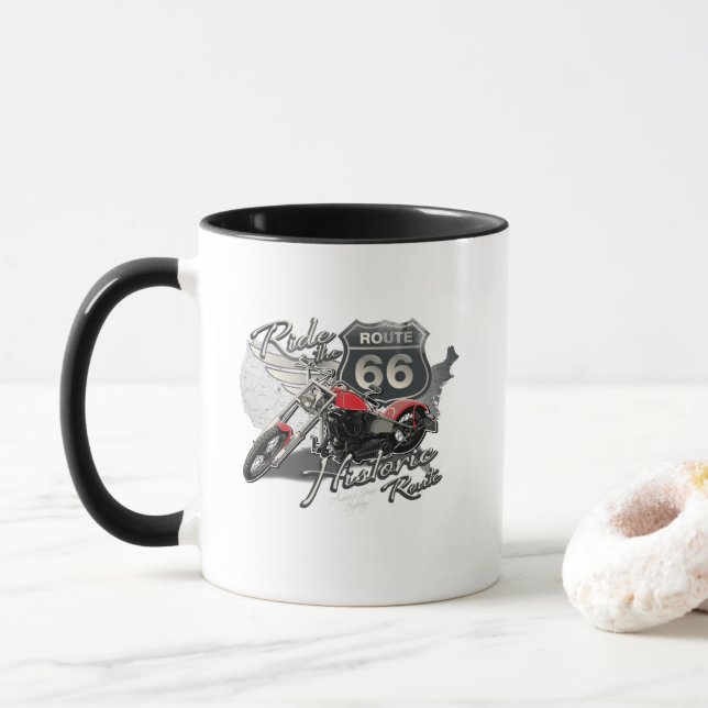 Caneca Passeio de Moto Antiga Rota 66 (Com Donut)