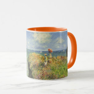 Caneca Passeio na Falésia em Pourville por Claude Monet