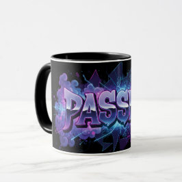 Caneca Passion Cyberpunk Typography – Vibrant Modern Word