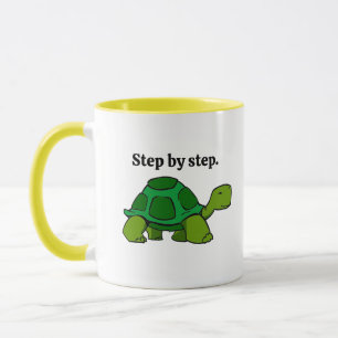 Caneca Passo a Passo Cartoon Turtle, vitória persistente