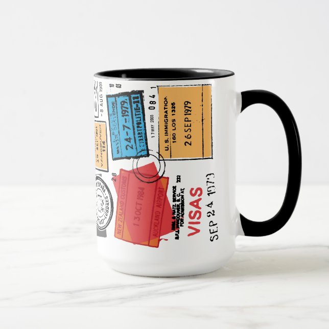 Caneca Passport Stamps Viagem Design Mug (Direita)