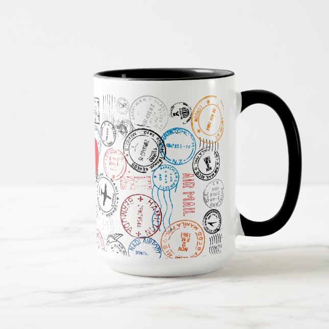 Caneca Passport Stamps Viagem Design Mug (Direita)