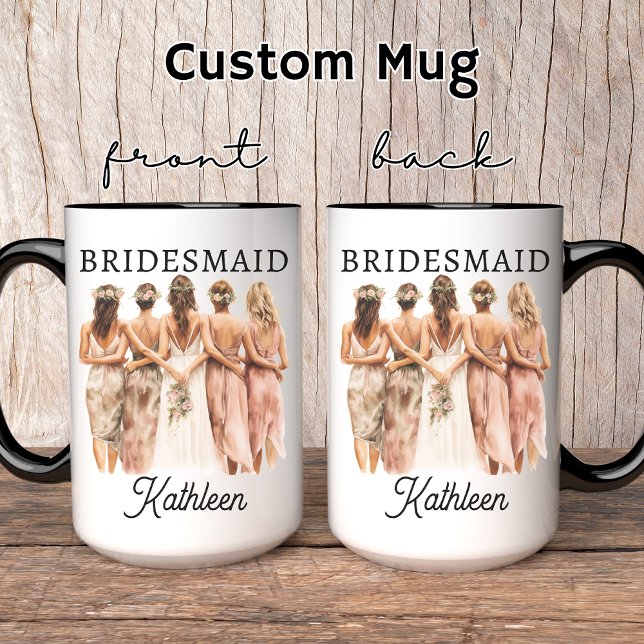 Caneca Pasta de Bridesmaid Personalizada, Presente de Fes (bridesmaid gift, bachelorette party mug, maid of honor mug, bridesmaid proposal gift, bride to be)