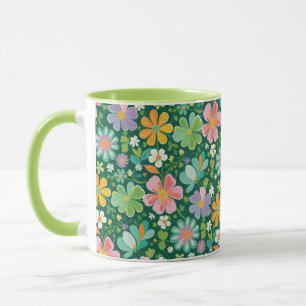 Caneca Pastas De Flores Selvagens, Cor-De-Rosa, Laranja P