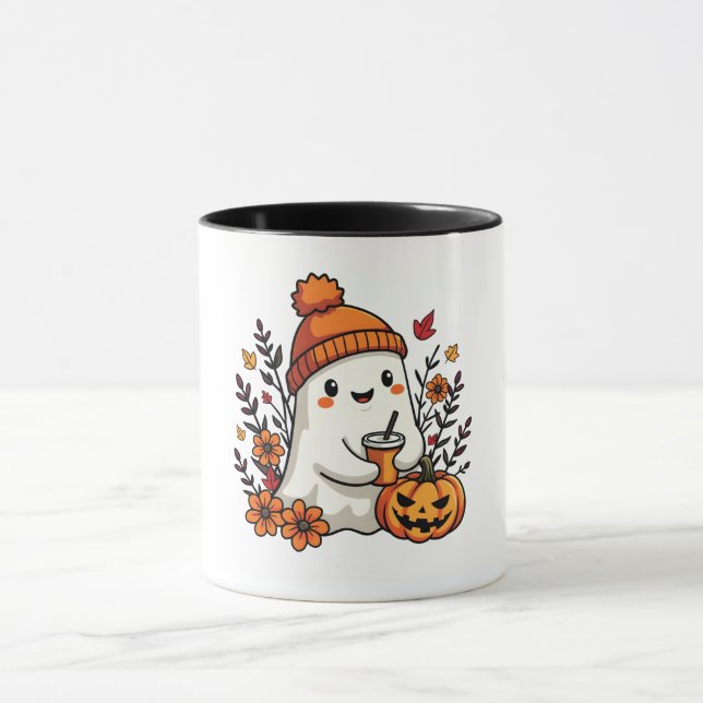 Caneca Pastel Autumn Kawaii Ghost Fall Pumpkin Spice (Centro)