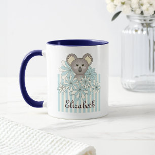 Caneca Pastel Blue Cute Koala Bear Kids Personalizados
