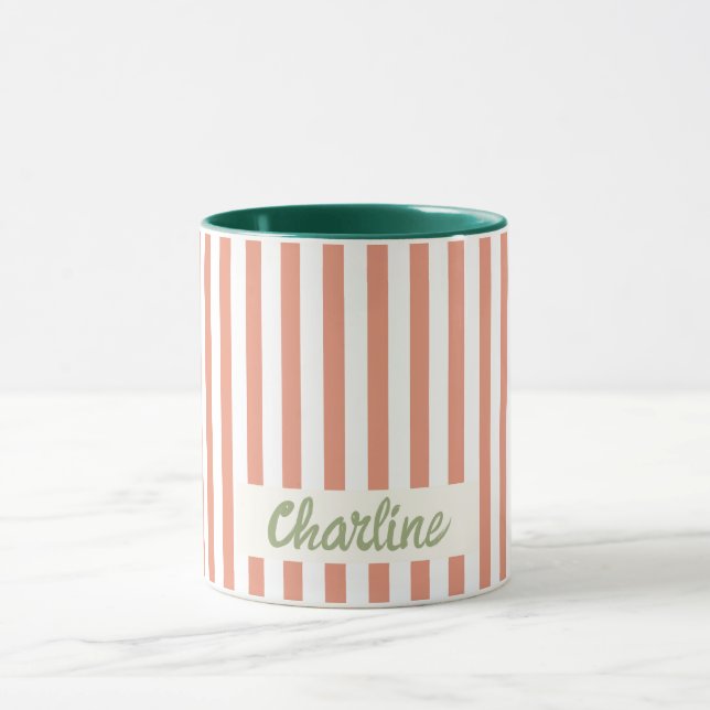Caneca Pastel com distribuição vermelha Retro Nome person (Centro)