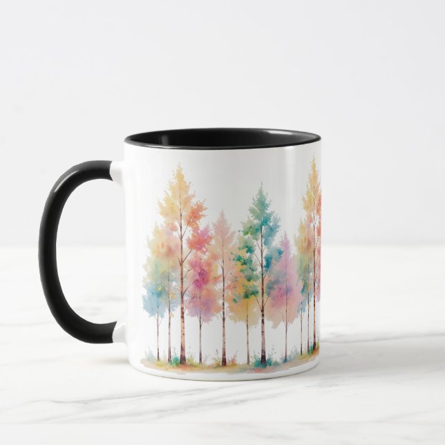 Caneca Pastel Forest Whisper – Sip in Colorful Calm (Esquerda)