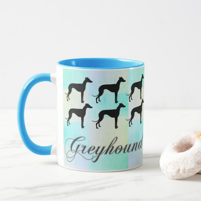 Caneca Pastel Greyhound Silhouette (Com Donut)