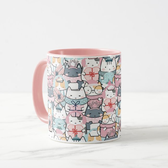 Caneca Pastel Kawaii Character Collage (Frente Esquerda)