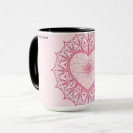 Caneca Pastel Nostalgia Pink Heart Mandala Aesthetic