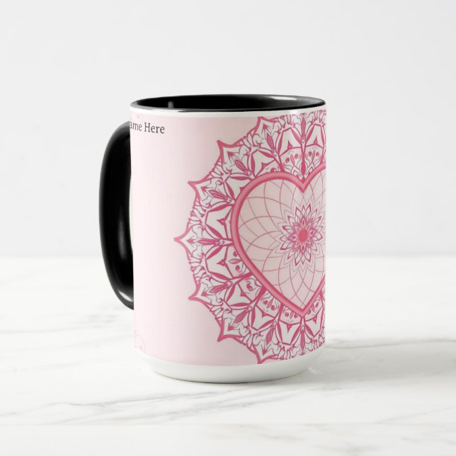 Caneca Pastel Nostalgia Rosa Mandala Estética (Frente Esquerda)