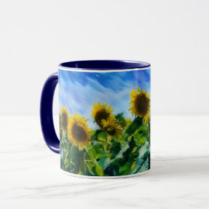 Caneca Pastel Style Art Café Sunflower Tea Mug