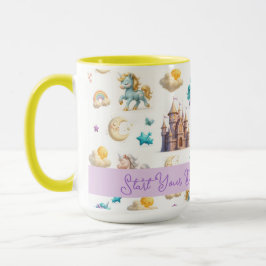 Caneca Pastel Whimsso Unicorns e Castles Fantasy