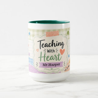 Caneca Pastel Xadrez Personalizado Ensino Com Coração