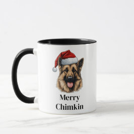 Caneca Pastor Alemão Chapéu de Papai Noel Natal