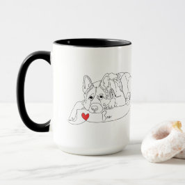 Caneca Pastor Alemão com Linha de Arte de Bola com Nome