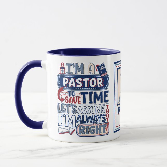 Caneca Pastor Engraçado Sempre Justo Humor Cristão (Esquerda)