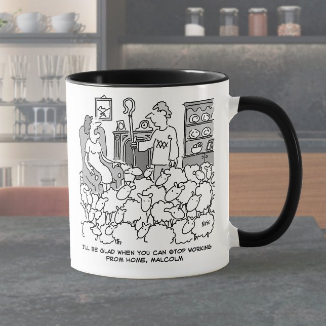 Caneca Pastor trabalhando de casa com sua ovelha (Criador carregado)