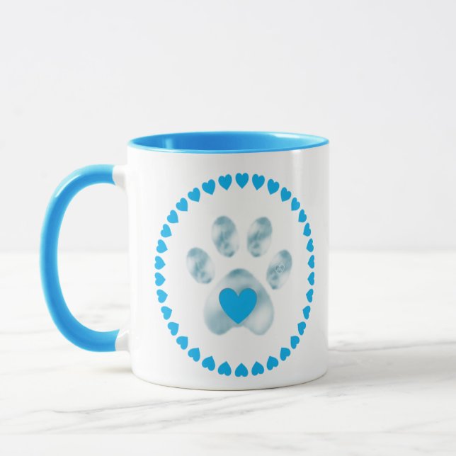 Caneca Pata de animais de estimação azul-clara, branca, c (Esquerda)