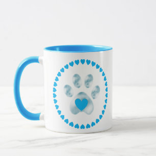 Caneca Pata de animal de estimação azul clara fofa com co