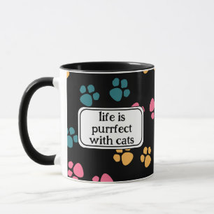 Caneca Pata engraçada de gato preto