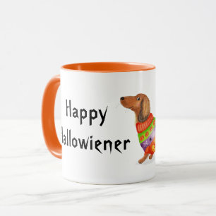 Caneca Pata feliz do Hallowiener Dachshund Halloween