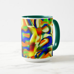 Caneca Patamares coloridos em faixas beges esverdeadas to