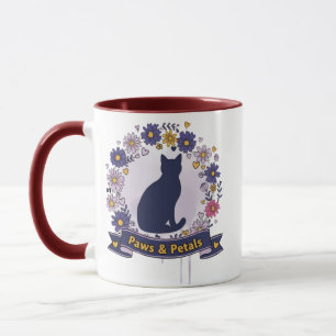 Caneca Patas & Pétalas Design Floral de Gato