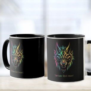 Caneca Patch Tribal Wolf - "Enfermeira aquela besta"