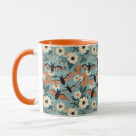 Caneca Patchwork Floral Halloween Bats & Floween