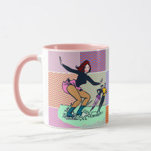 Caneca Patinadores coloridos retrorreflectores a cor-de-r
