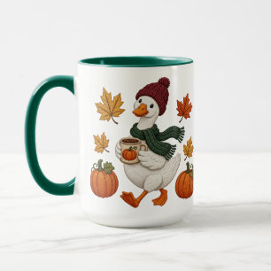Caneca Pato Aconchegante de Outono com Café de Abóbora Fo