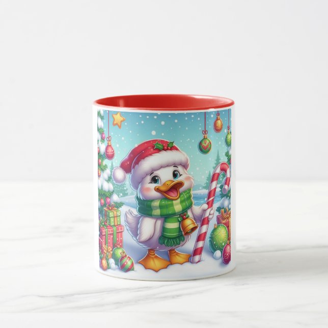 Caneca Pato de Natal bonito e colorido (Centro)