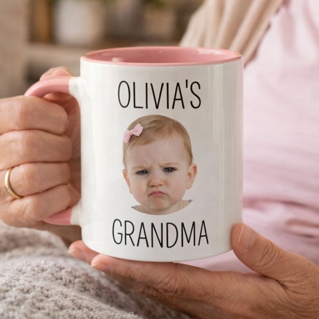 Caneca Pato-preto (Personalized Grandma Mug with Baby Photo Custom Gift for Grandmother)