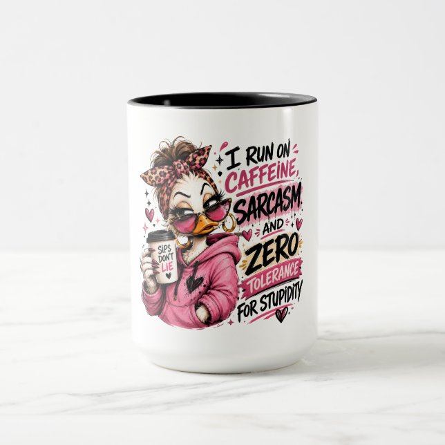 Caneca Patos de Cafeína Sarcasmo Engraçados (Centro)