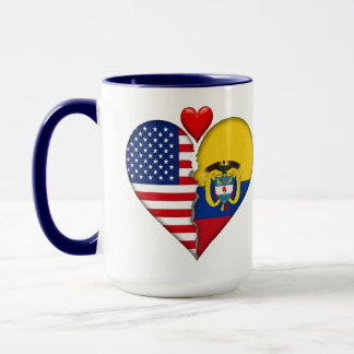 Caneca Patrimônio Hispano-Americano Bandeiras Coração EUA