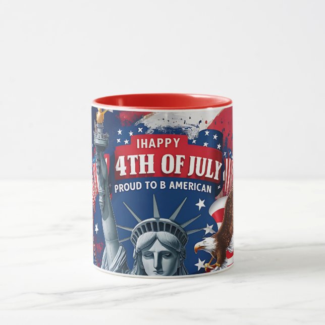 Caneca Patriotic 4th of July Mug USA Independence Day (Centro)