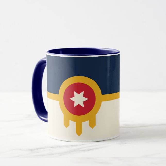 Caneca Patriotic Combo Mug com bandeira de Tulsa, Oklahom (Frente Esquerda)