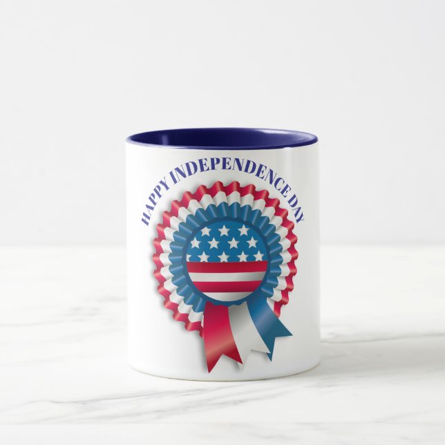 Caneca Patriotic USA Flag Rosette Prêmio Custom (Centro)