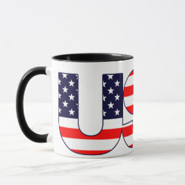 Caneca Patriótica - A palavra EUA em cores da bandeira am