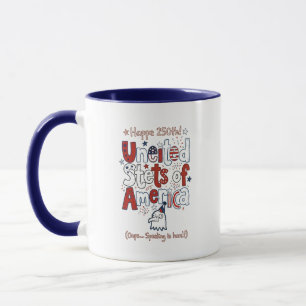 Caneca Patriótica America 250º com Erro Divertido 