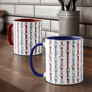 Caneca Patriótica Estrelas & Listras Azul de Duas