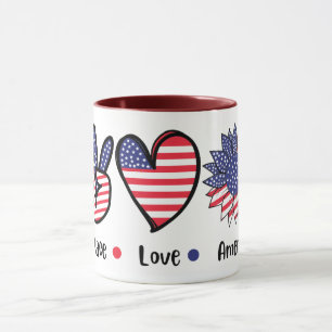 Caneca Patriótica Paz Amor América Coração da Ba