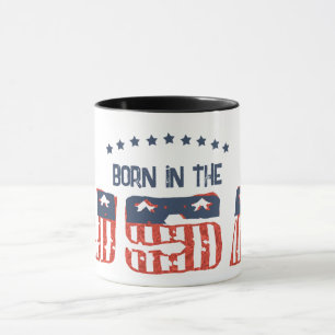 Caneca Patriótica Versão Grunge Nascido nos EUA