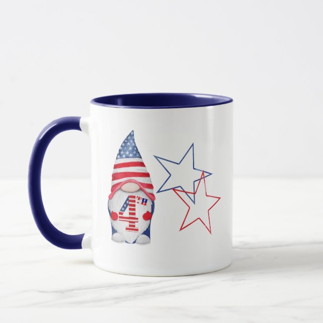 Caneca Patriótico americano Gnomo EUA vermelho, branco e  (Esquerda)