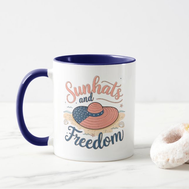 Caneca Patriótico dos Sunhats e Liberdade (Com Donut)