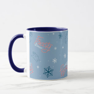Caneca Patterno de Neve Azul Snowman