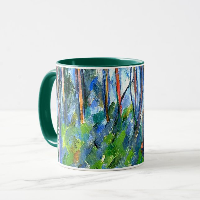 Caneca Paul Cezanne: Na floresta, pintura de Cezanne Mu (Frente Esquerda)