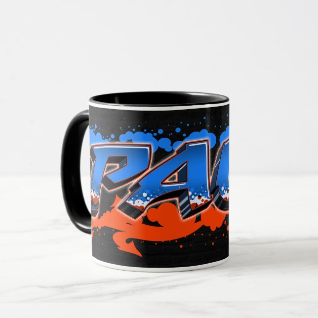 Caneca Paul Vorname Name Graffiti blue orange Tasse (Frente Esquerda)